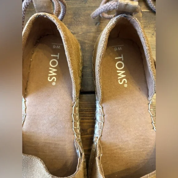 TOMS Women's Tan Katalina Espadrille Shoes with Tie-Up Straps Size 9 - Picture 3 of 10